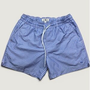 Onward Reserve‎ Mens M Swim Trunks Blue Gingham Check Mesh Lined Pockets